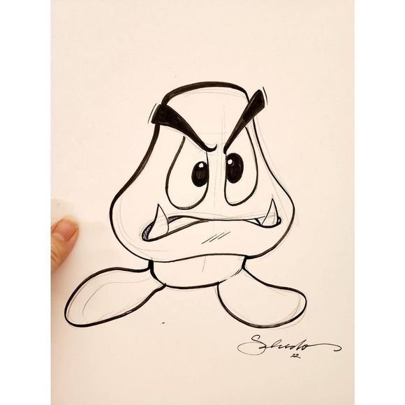 Original Hand Drawn Sketch of Super Mario Goomba - Picture 3 of 4